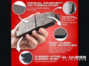 Alfa Romeo Giulia Brake Kit - 2.0L - Front - R1 Concepts - Optimum OEp Brake Pads - GEO-Carbon Drilled + Slotted Rotors